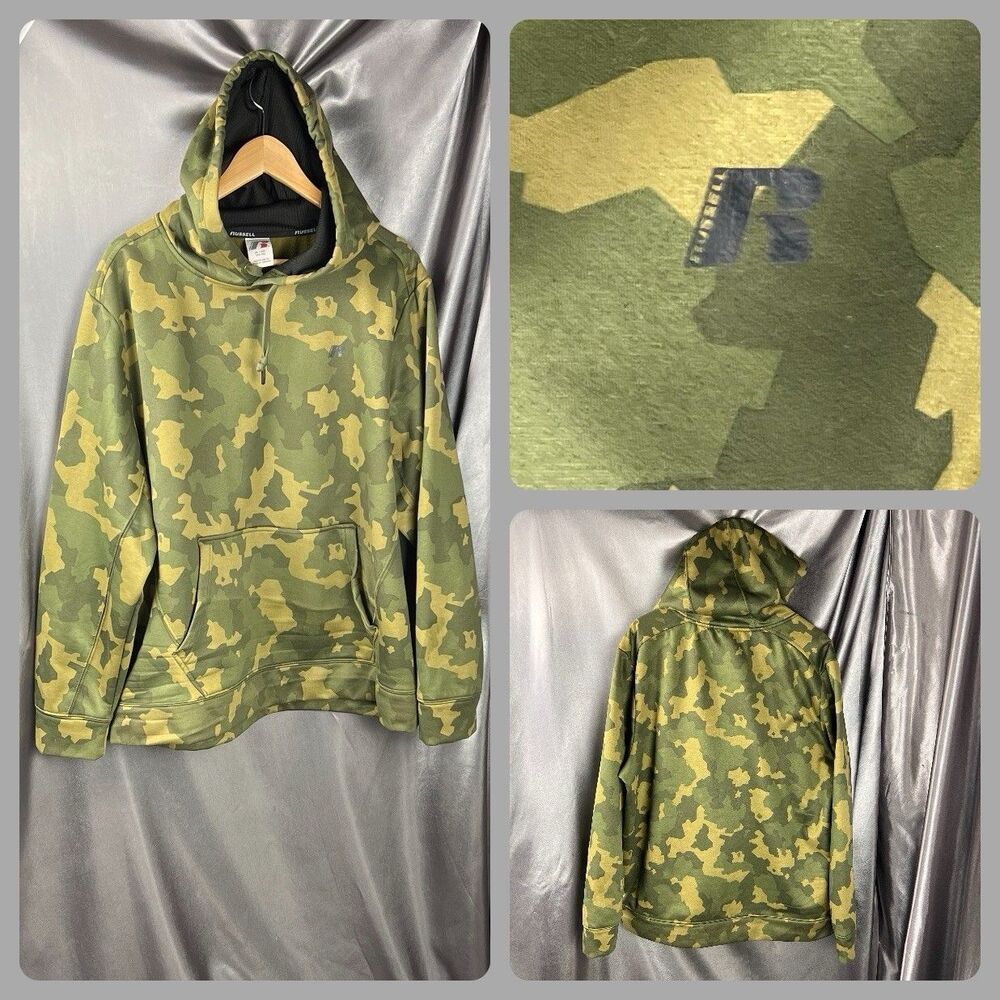 Russell Athletic Hoodie Men’s XL‎ Camo Heavy Hunting Hiking W/ Kangaroo Pocket